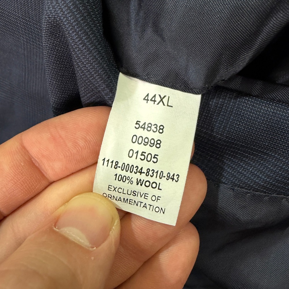 Jos A Bank Mens 44XL Tailored Fit Suit Signature Gold Navy Blue Wool Plaid 36x34 - Picture 7 of 16